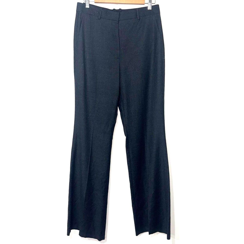 Theory 100% Virgin Wool Demitria Sleek Flared Flannel Trouser - Gray 8